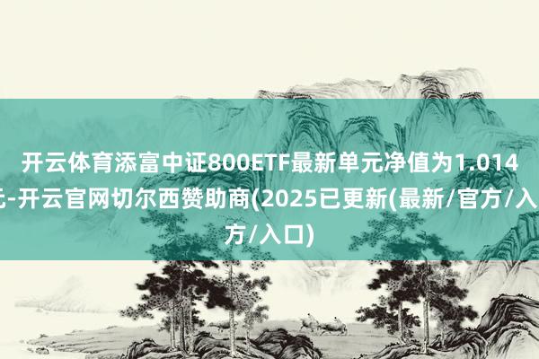 开云体育添富中证800ETF最新单元净值为1.0142元-开云官网切尔西赞助商(2025已更新(最新/官方/入口)