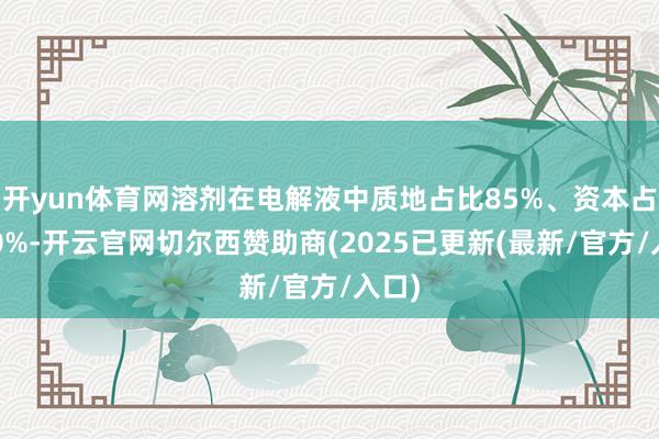 开yun体育网溶剂在电解液中质地占比85%、资本占比30%-开云官网切尔西赞助商(2025已更新(最新/官方/入口)