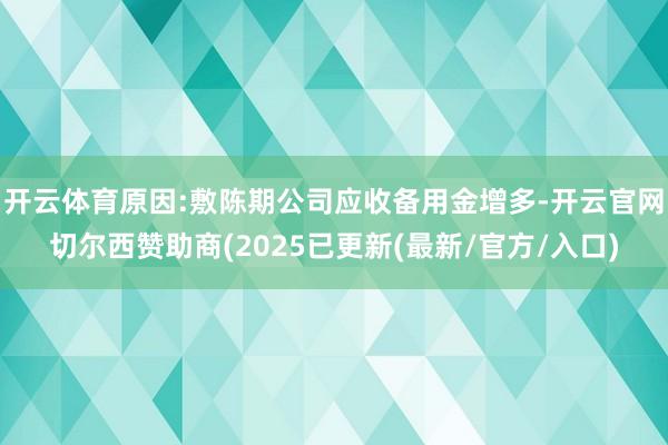 开云体育原因:敷陈期公司应收备用金增多-开云官网切尔西赞助商(2025已更新(最新/官方/入口)